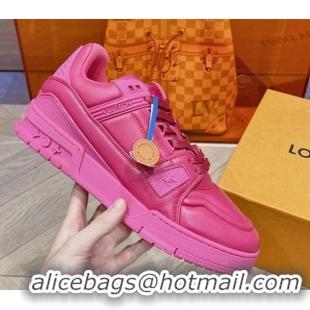 Duplicate Louis Vuitton LV Trainer Sneakers in Calf Leather Pink 025129