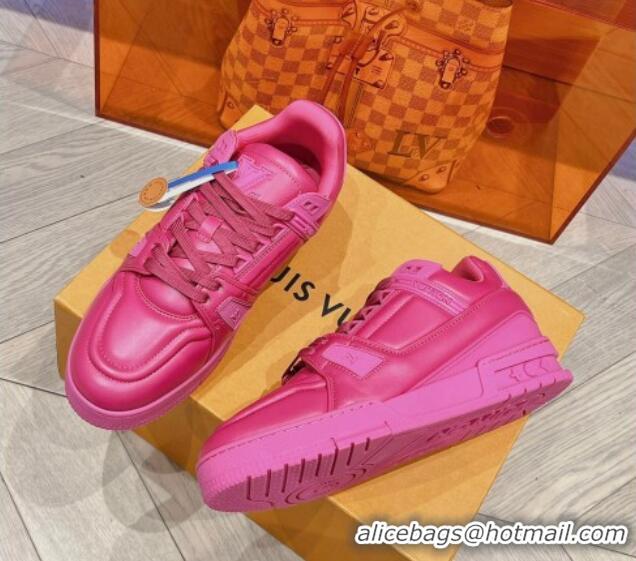 Duplicate Louis Vuitton LV Trainer Sneakers in Calf Leather Pink 025129