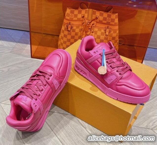 Duplicate Louis Vuitton LV Trainer Sneakers in Calf Leather Pink 025129