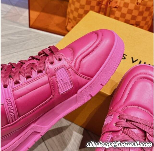 Duplicate Louis Vuitton LV Trainer Sneakers in Calf Leather Pink 025129