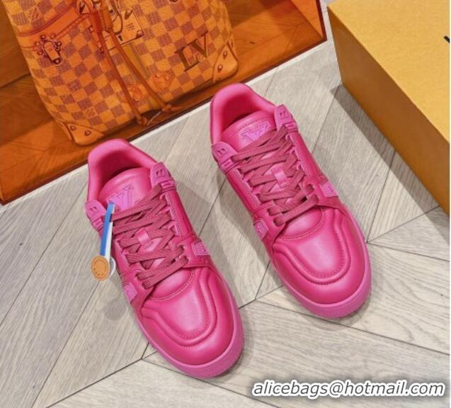 Duplicate Louis Vuitton LV Trainer Sneakers in Calf Leather Pink 025129