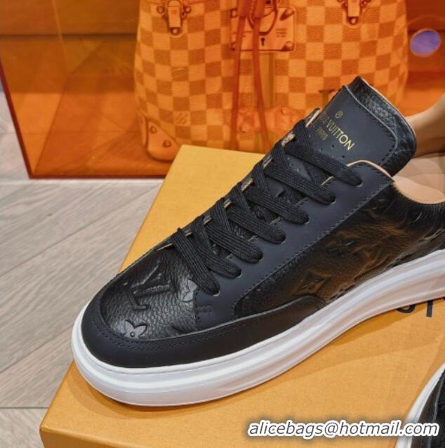 Inexpensive Louis Vuitton Men's Beverly Hills Sneakers in Monogram Grained Leather Black 1025131