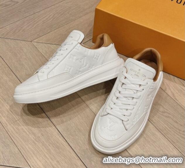 Inexpensive Louis Vuitton Men's Beverly Hills Sneakers in Monogram Grained Leather White 025132