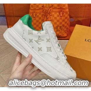 Luxury Cheap Louis Vuitton Men's Beverly Hills Sneakers in Monogram Printed Leather Green 1025133