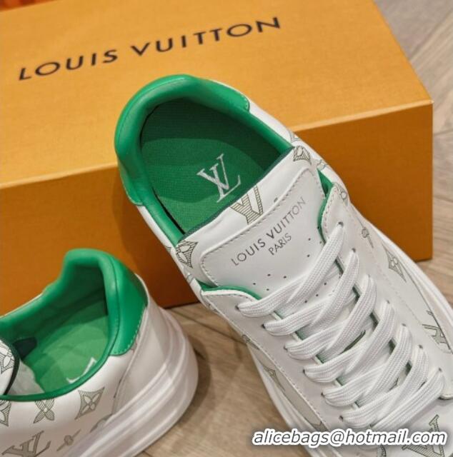 Luxury Cheap Louis Vuitton Men's Beverly Hills Sneakers in Monogram Printed Leather Green 1025133