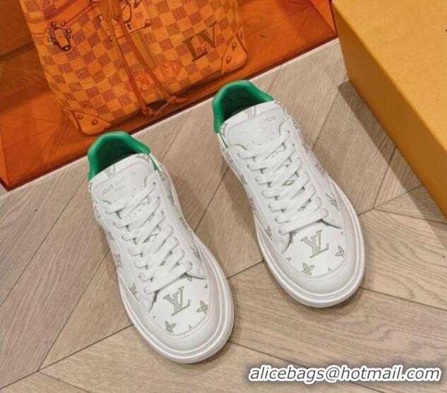 Luxury Cheap Louis Vuitton Men's Beverly Hills Sneakers in Monogram Printed Leather Green 1025133