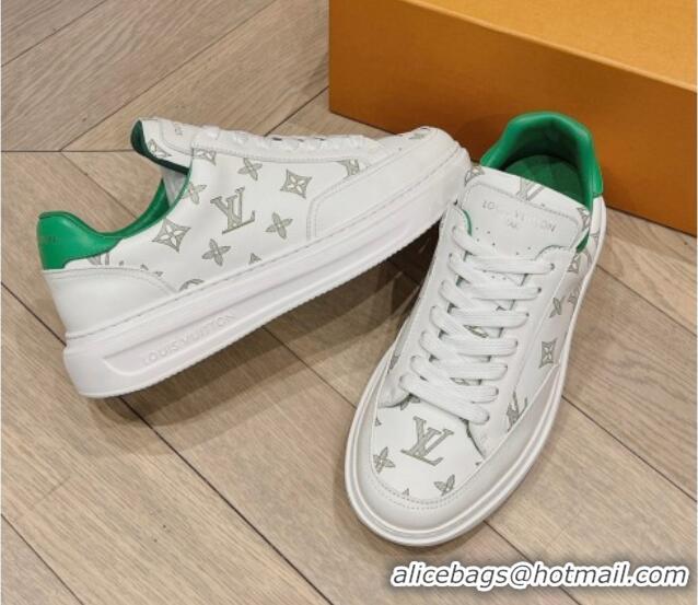 Luxury Cheap Louis Vuitton Men's Beverly Hills Sneakers in Monogram Printed Leather Green 1025133