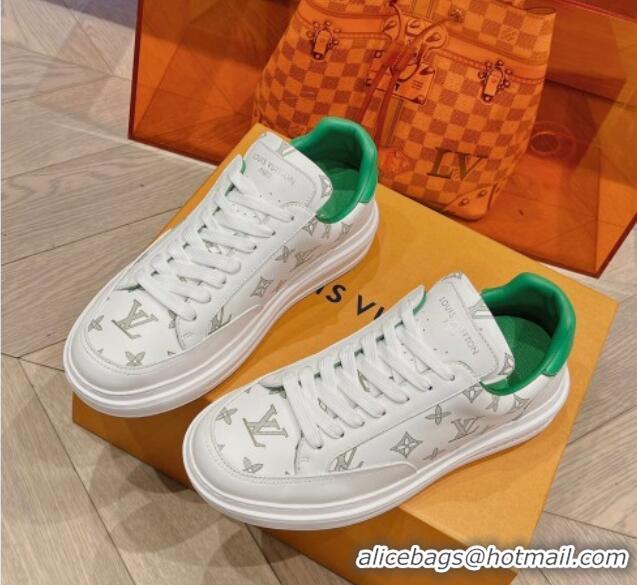 Luxury Cheap Louis Vuitton Men's Beverly Hills Sneakers in Monogram Printed Leather Green 1025133