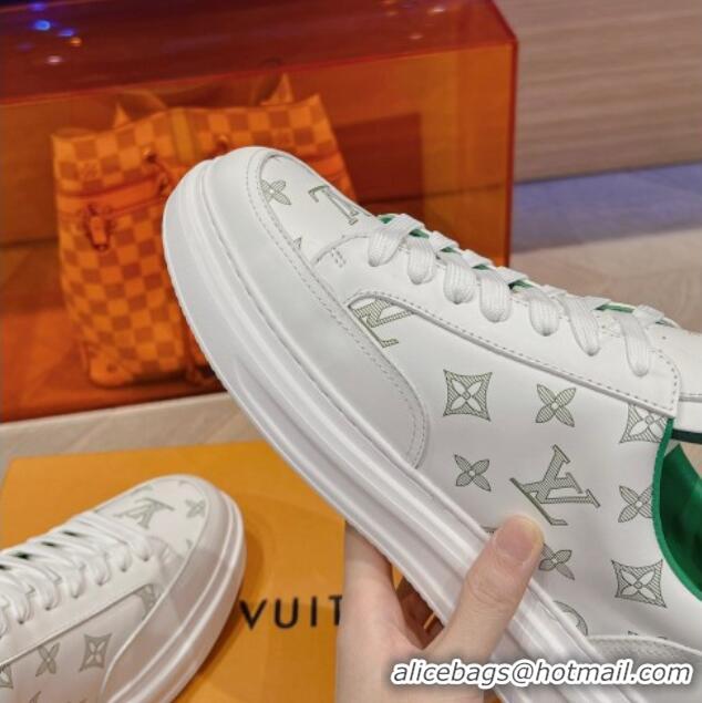 Luxury Cheap Louis Vuitton Men's Beverly Hills Sneakers in Monogram Printed Leather Green 1025133