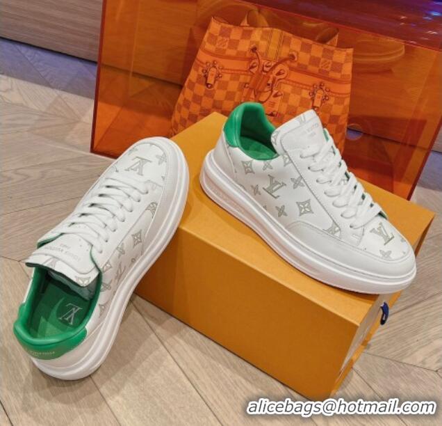 Luxury Cheap Louis Vuitton Men's Beverly Hills Sneakers in Monogram Printed Leather Green 1025133