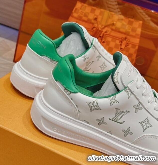 Luxury Cheap Louis Vuitton Men's Beverly Hills Sneakers in Monogram Printed Leather Green 1025133