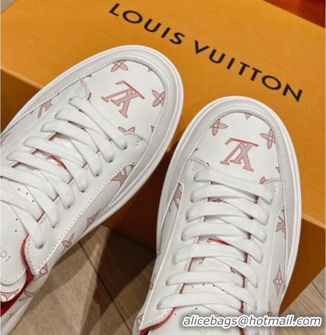 Big Discount Louis Vuitton Men's Beverly Hills Sneakers in Monogram Printed Leather Red 1025134