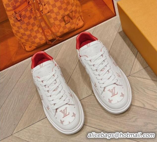 Big Discount Louis Vuitton Men's Beverly Hills Sneakers in Monogram Printed Leather Red 1025134