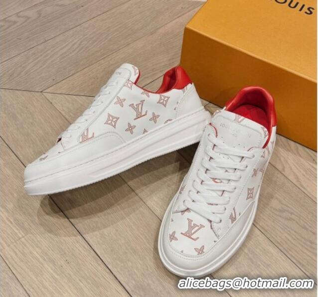 Big Discount Louis Vuitton Men's Beverly Hills Sneakers in Monogram Printed Leather Red 1025134