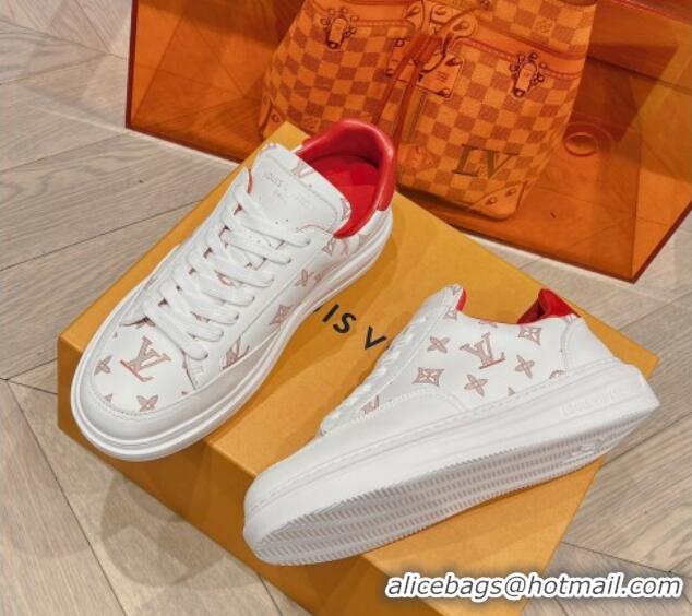 Big Discount Louis Vuitton Men's Beverly Hills Sneakers in Monogram Printed Leather Red 1025134