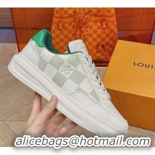 Top Design Louis Vuitton Men's Beverly Hills Sneakers in Damier Leather Green 025136