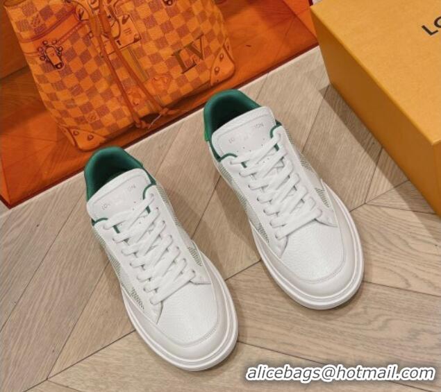 Top Design Louis Vuitton Men's Beverly Hills Sneakers in Damier Leather Green 025136