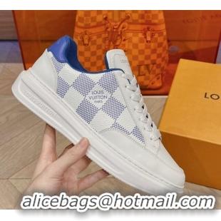 Shop Duplicate Louis Vuitton Men's Beverly Hills Sneakers in Damier Leather Blue 1025137