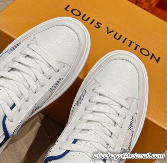 Shop Duplicate Louis Vuitton Men's Beverly Hills Sneakers in Damier Leather Blue 1025137