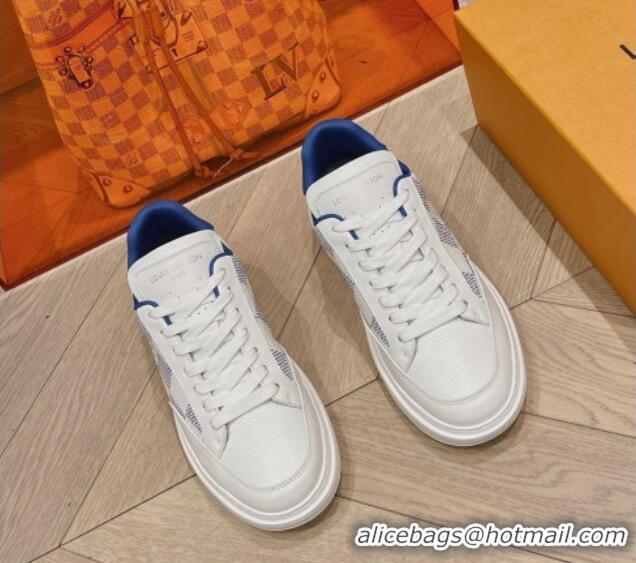 Shop Duplicate Louis Vuitton Men's Beverly Hills Sneakers in Damier Leather Blue 1025137