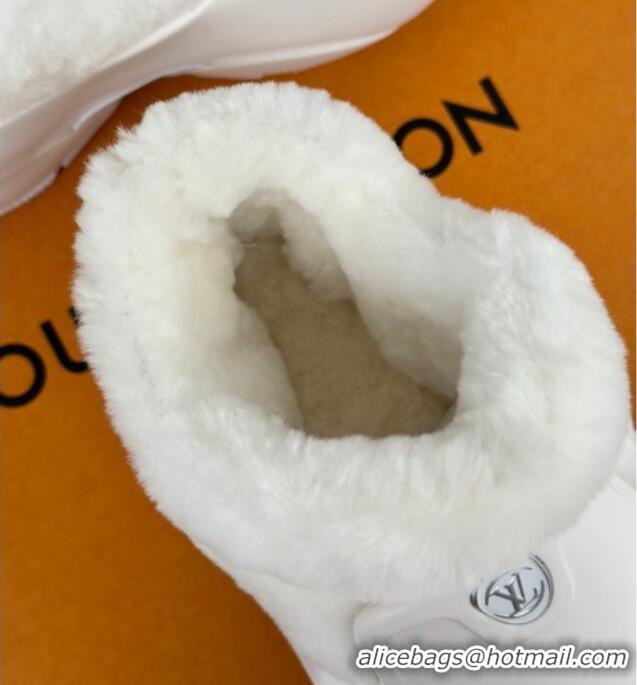 Shop Duplicate Louis Vuitton Shark Platform Ankle Boots 5cm in Rubber and Fur All White 026006