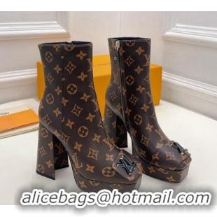 Pretty Style Louis Vuitton Shake Platform Ankle Boots 12cm in Monogram Canvas 026007