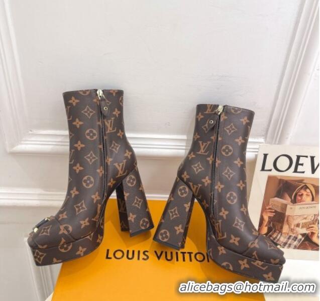 Pretty Style Louis Vuitton Shake Platform Ankle Boots 12cm in Monogram Canvas 026007