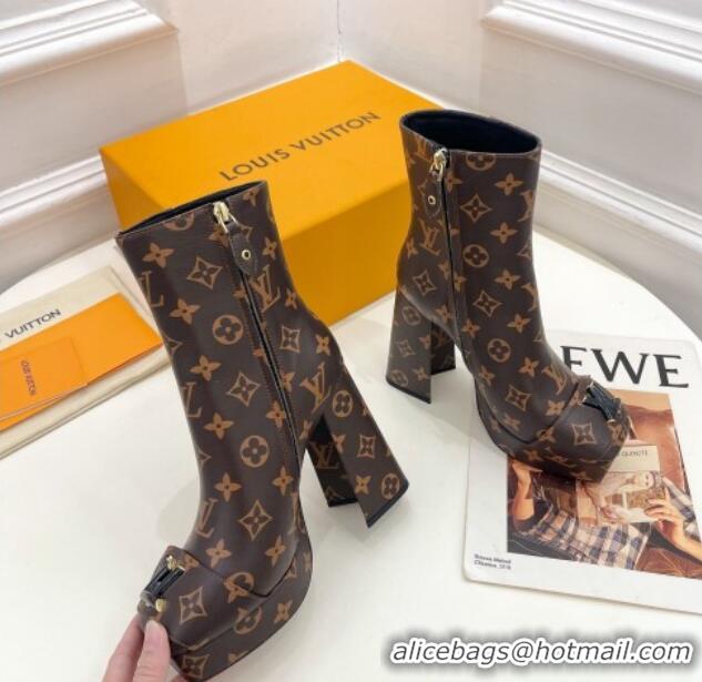 Pretty Style Louis Vuitton Shake Platform Ankle Boots 12cm in Monogram Canvas 026007