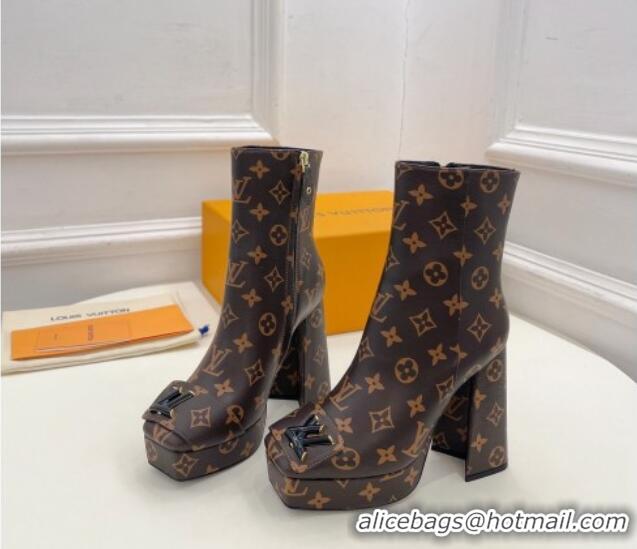 Pretty Style Louis Vuitton Shake Platform Ankle Boots 12cm in Monogram Canvas 026007