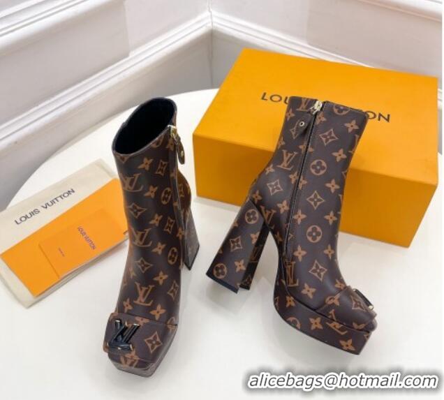 Pretty Style Louis Vuitton Shake Platform Ankle Boots 12cm in Monogram Canvas 026007