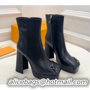 Classic Hot Louis Vuitton Shake Platform Ankle Boots 12cm in Calf Leather Black 1026008