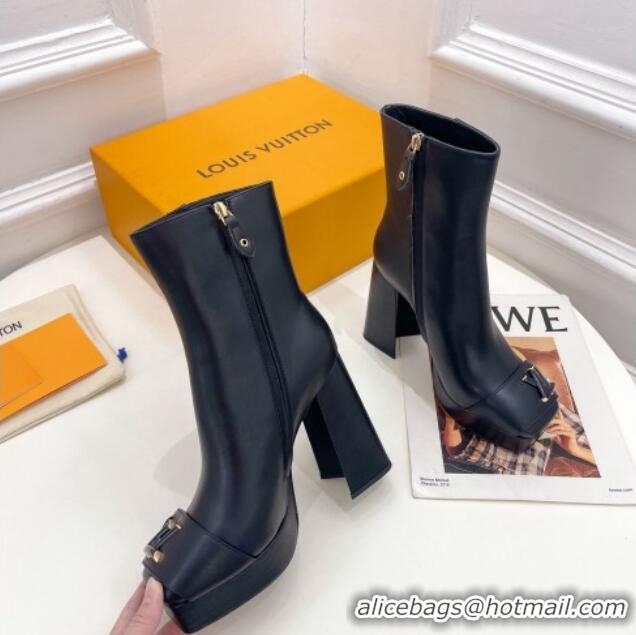 Classic Hot Louis Vuitton Shake Platform Ankle Boots 12cm in Calf Leather Black 1026008