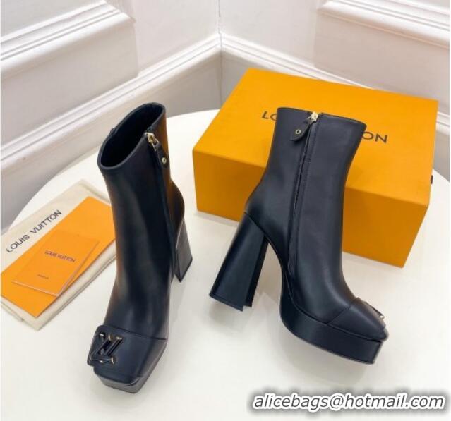 Classic Hot Louis Vuitton Shake Platform Ankle Boots 12cm in Calf Leather Black 1026008