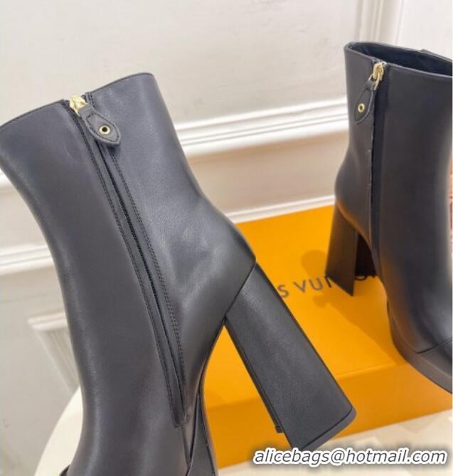 Classic Hot Louis Vuitton Shake Platform Ankle Boots 12cm in Calf Leather Black 1026008