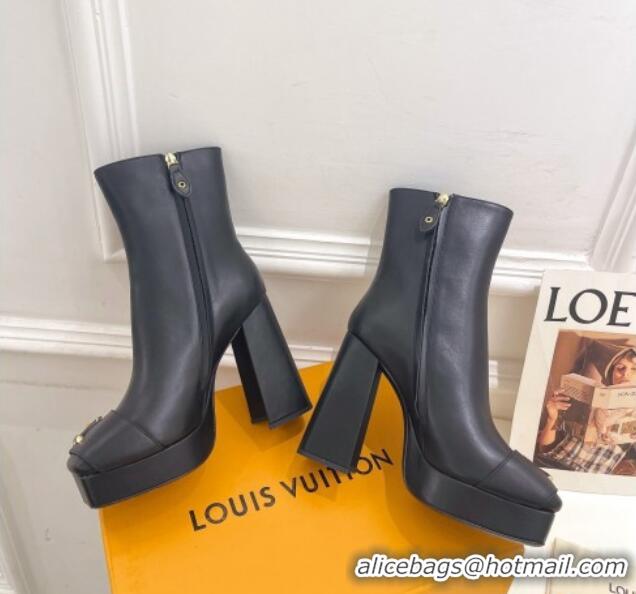 Classic Hot Louis Vuitton Shake Platform Ankle Boots 12cm in Calf Leather Black 1026008