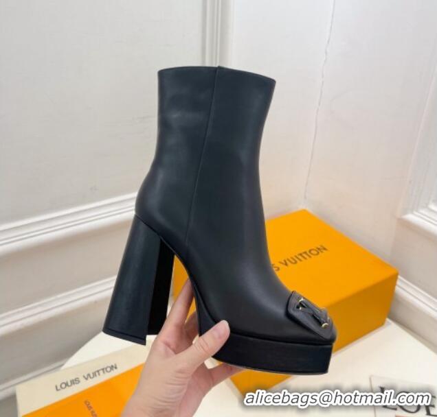 Classic Hot Louis Vuitton Shake Platform Ankle Boots 12cm in Calf Leather Black 1026008