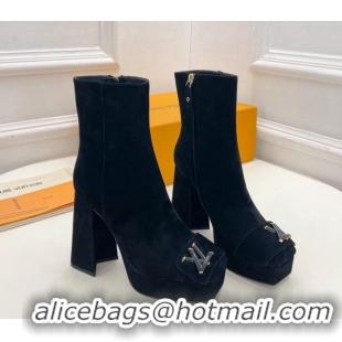 Best Product Louis Vuitton Shake Platform Ankle Boots 12cm in Suede Black 026010