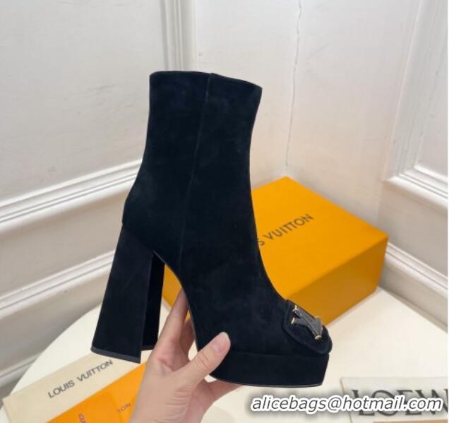 Best Product Louis Vuitton Shake Platform Ankle Boots 12cm in Suede Black 026010