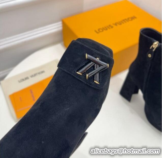 Best Product Louis Vuitton Shake Platform Ankle Boots 12cm in Suede Black 026010