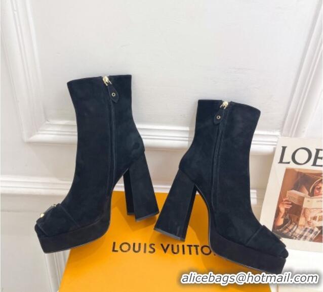 Best Product Louis Vuitton Shake Platform Ankle Boots 12cm in Suede Black 026010