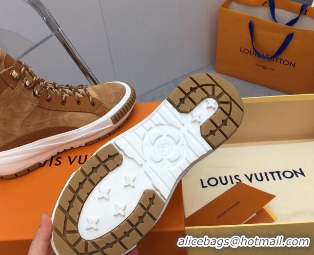 Unique Style Louis Vuitton Suede and Wool Sneakers Boots Brown 026016