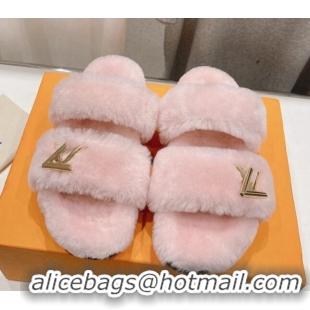 Durable Louis Vuitton LV Sunset Comfort Flat Slide Sandals in Wool Light Pink 026119