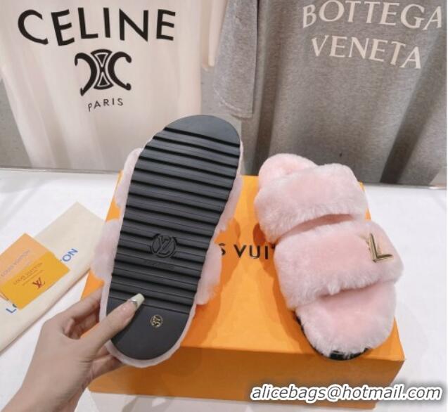 Durable Louis Vuitton LV Sunset Comfort Flat Slide Sandals in Wool Light Pink 026119