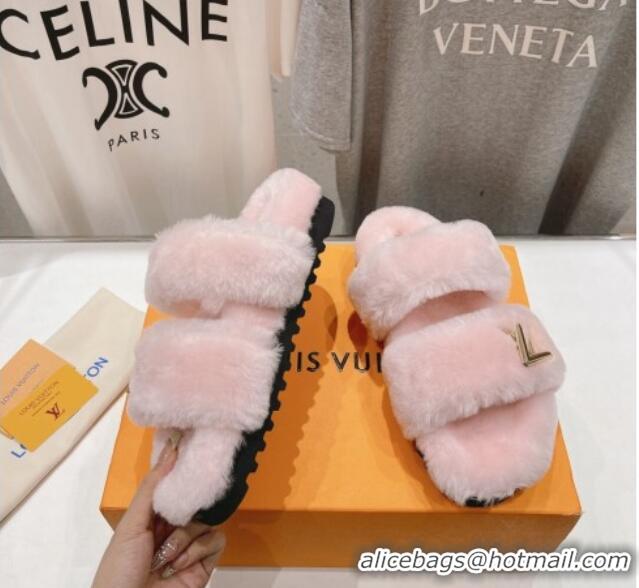 Durable Louis Vuitton LV Sunset Comfort Flat Slide Sandals in Wool Light Pink 026119