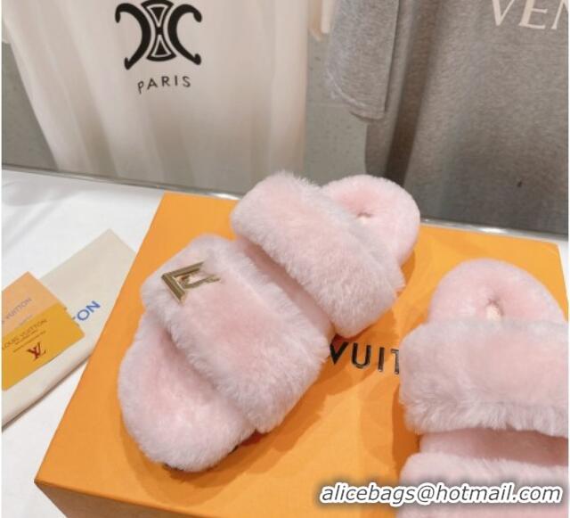 Durable Louis Vuitton LV Sunset Comfort Flat Slide Sandals in Wool Light Pink 026119