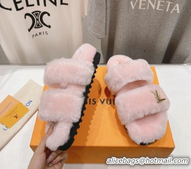 Durable Louis Vuitton LV Sunset Comfort Flat Slide Sandals in Wool Light Pink 026119