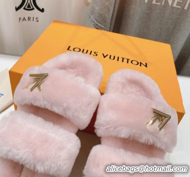 Durable Louis Vuitton LV Sunset Comfort Flat Slide Sandals in Wool Light Pink 026119