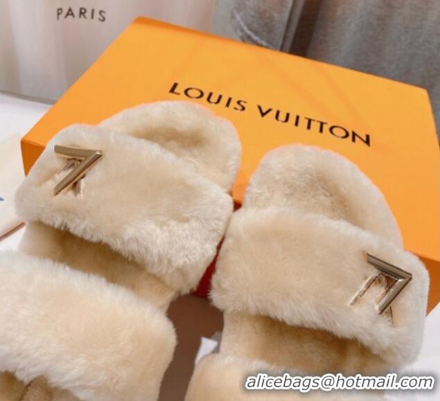 Big Discount Louis Vuitton LV Sunset Comfort Flat Slide Sandals in Wool Beige 026121