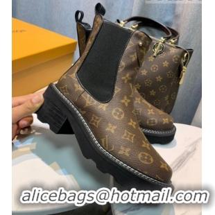 Luxurious Louis Vuitton LV Beaubourg Ankle Boots in Monogram Canvas Brown 103025