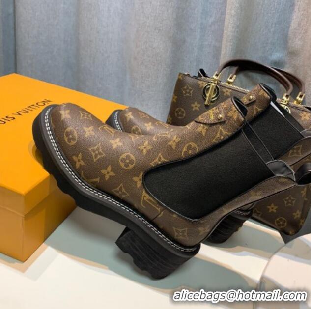 Luxurious Louis Vuitton LV Beaubourg Ankle Boots in Monogram Canvas Brown 103025